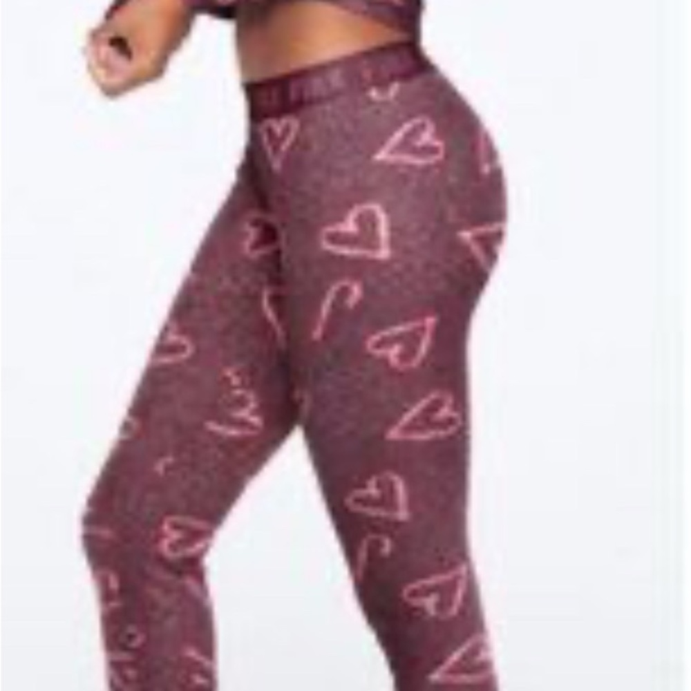 PINK Victoria Secret Candy Cane Hearts Joggers Pajamas XS